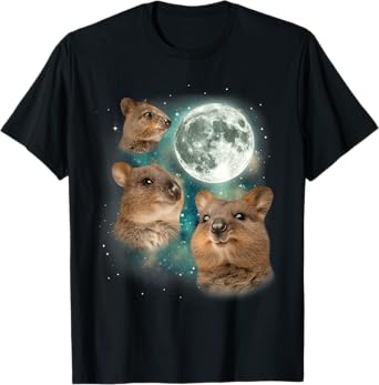 Three Quokka Moon | 3 Quokka Funny Weird Cursed Meme T-Shirt