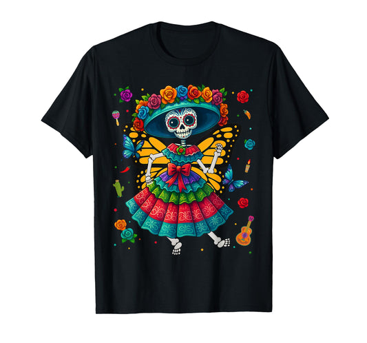 Dia De Los Muertos Monarch Butterfly Day of Dead Girl Women T-Shirt