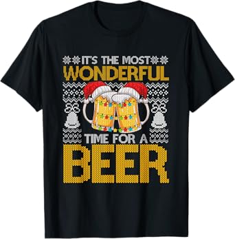 It's The Most Wonderful Time For A Beer Christmas Santa Hat T-Shirt