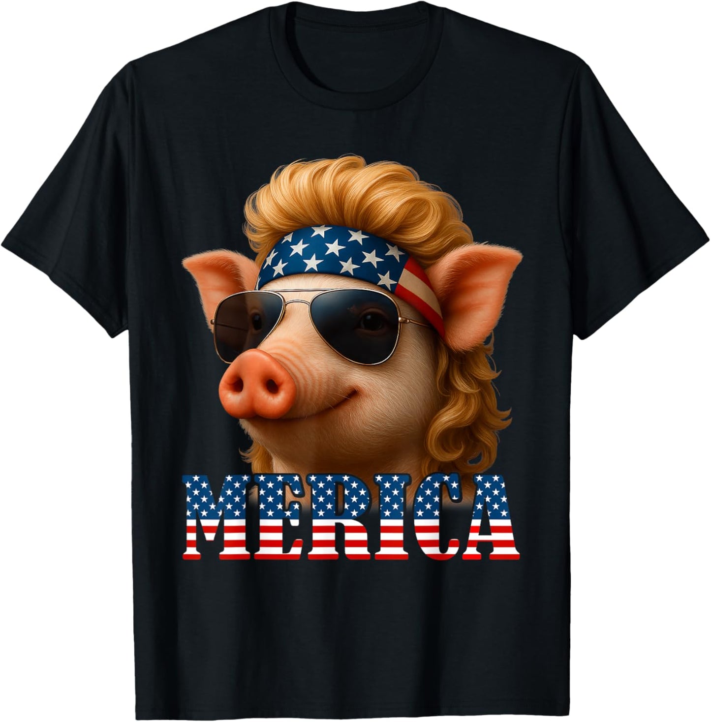 Funny Pig American Flag Farmer Independence Day 4th Of July T-shirt
