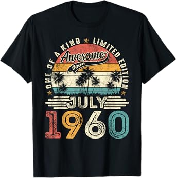 Awesome since July 1960 65 Years Old 65th Birthday Men Women T-Shirt