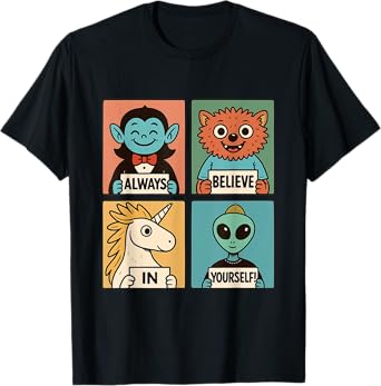 Believe in Yourself: Adorable Monster & Alien Crew T-Shirt