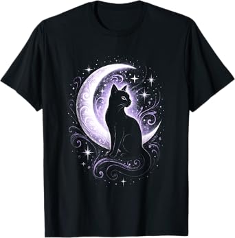 Witchy Moon Cat Witch Aesthetic Pastel Goth T-Shirt for Men Women