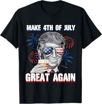 Make 4th Of July Great Again Funny Trump Men Drinking Beer T-Shirt