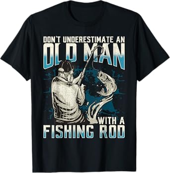 Funny Don't Underestimate An Old Man With A Fishing Rod T-Shirt
