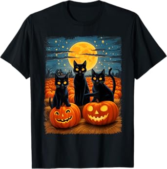 Funny Cat Halloween Costume Pumpkin Cat Black Cat Halloween T-Shirt