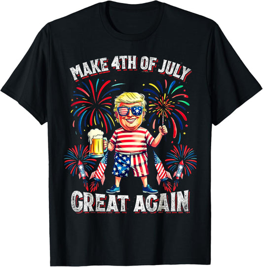 Fireworks Funny Trump Patriotic American Happy 4th Of July T-Shirt