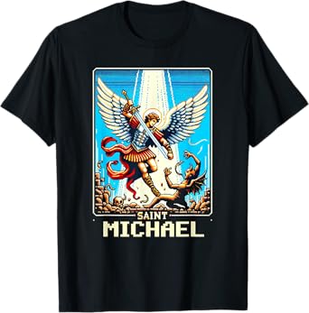 Saint Michael The Archangel Catholic Video Game T-Shirt