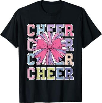 Cheerleader Cheerleading Groovy Cheer Coquette Bow T-Shirt