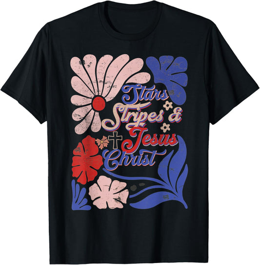 Boho Christian 4th Of July Stars Stripe And Jesus Christ T-shirt