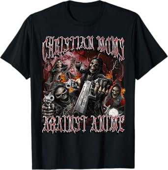 Christian Moms Against Anime Funny Hard Skeleton Bootleg T-Shirt