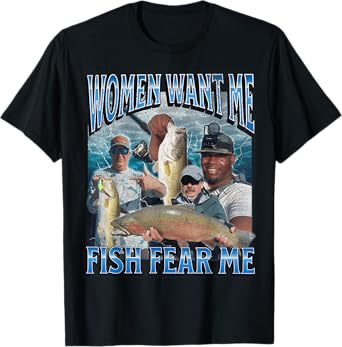 MildlyPerturbed Women's Fishing T-Shirt - Black, Small - Short Sleeve, Classic Fit - Funny Retro Graphic - Adults, Fishing Enthusiasts, Gift Shoppers