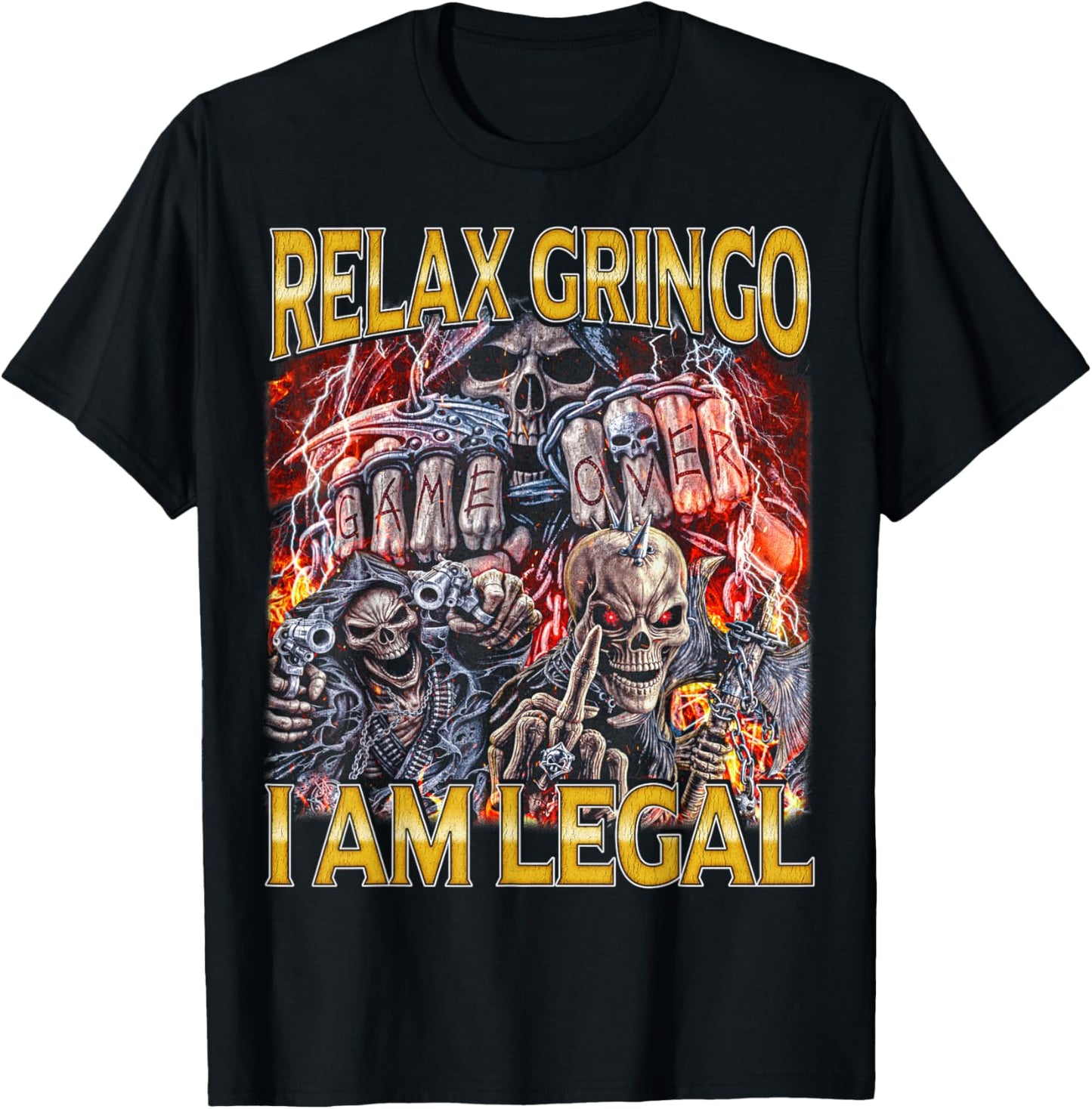 Relax Gringo - Edgy Skeleton Bootleg Hard Skeleton Meme T-Shirt