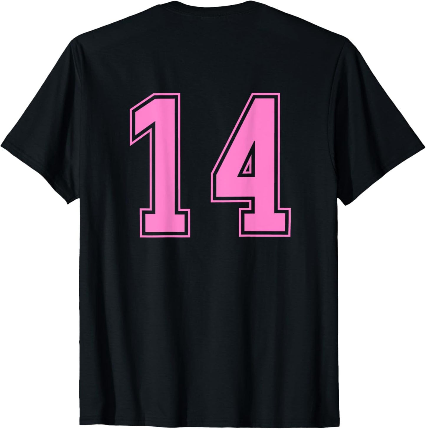 Taffy Pink Number 14 Team Junior Sports Numbered Uniform T-Shirt