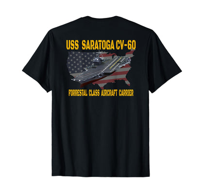 USS Saratoga CV-60 Aircraft Carrier Veteran Front&Back T-Shirt
