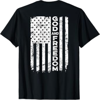 God And Country - Patriotic Christian USA Flag (ON BACK) T-Shirt