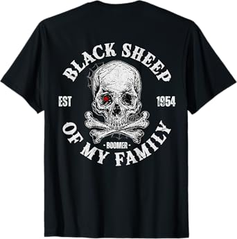 Skull Skeleton 1954 Black Sheep Of My Family Funny Boomer T-Shirt