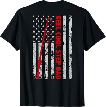 Reel Cool Step Dad Fishing American Flag gift for Fisherman T-Shirt
