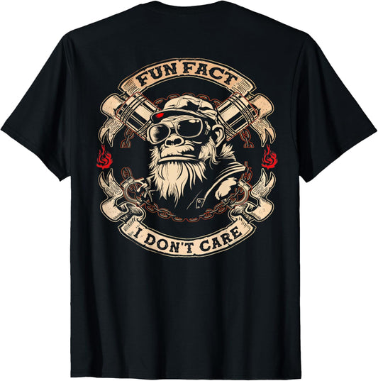 (On Back) Fun Fact I Don't Care Cool Grandpa Swag Gorillas T-Shirt
