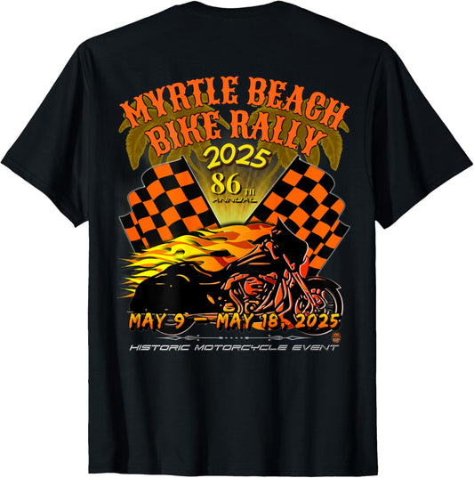 2025 MYRTLE BEACH BIKE RALLY OFFICIAL VINTAGE ART ON BACK T-Shirt