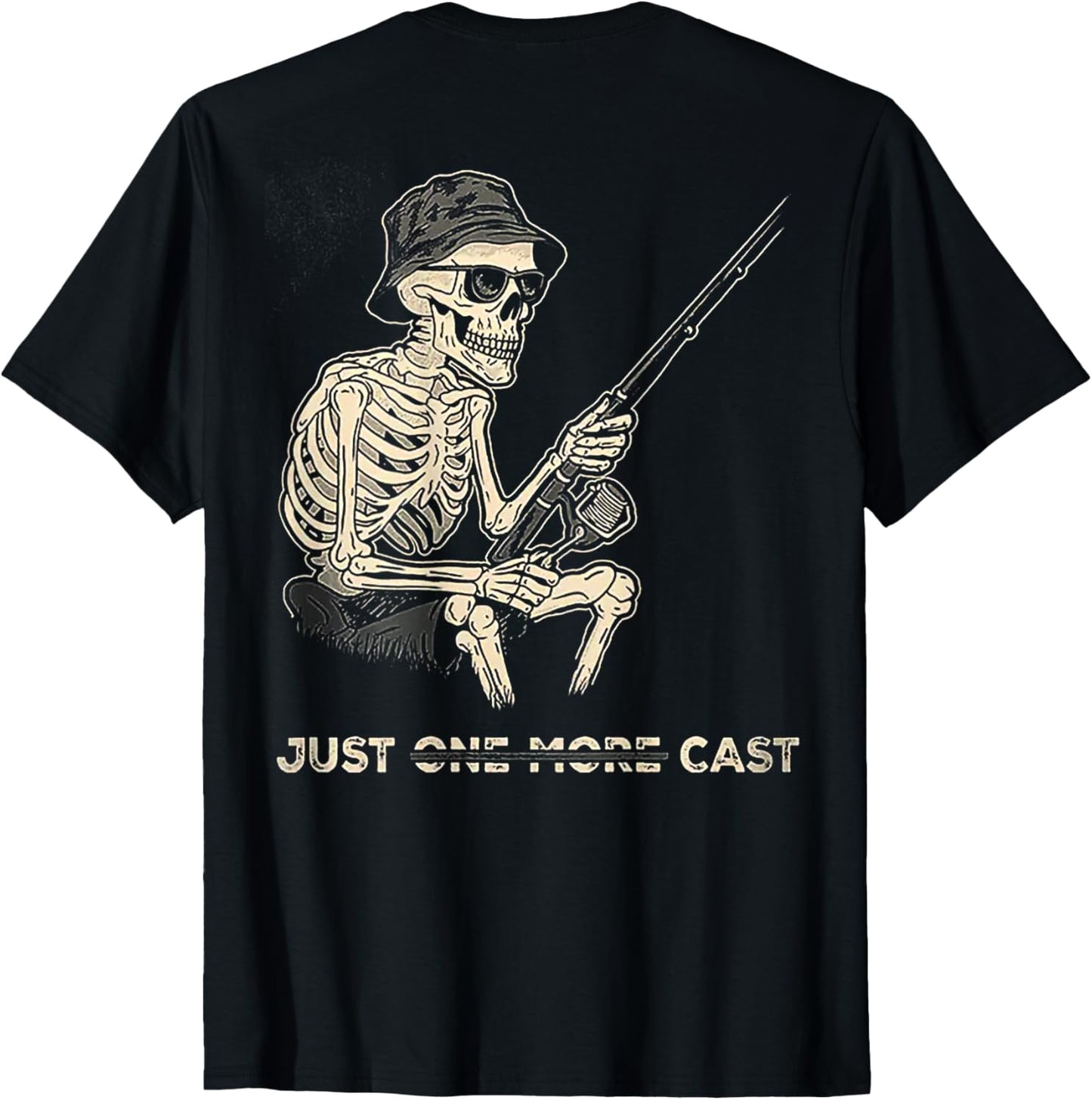 Just One More Cast - Skeleton Fishing (on back) T-Shirt