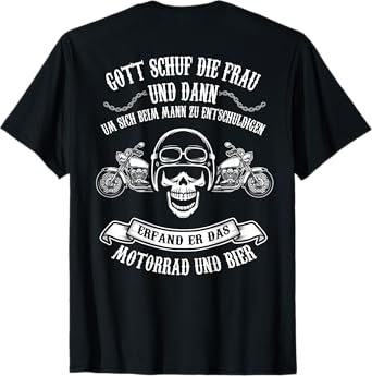 Backprint God created the woman and then he invented beer T-Shirt