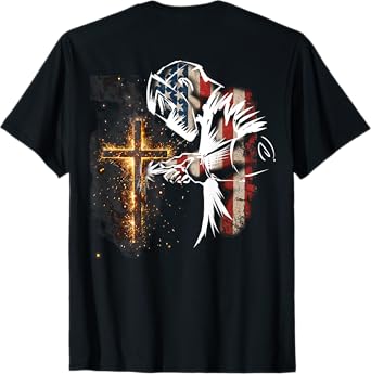 Welder American Flag Mig Tig Welding Faith Cross Christian T-Shirt