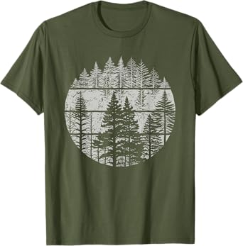 Retro Forest Trees Outdoors Nature Women Men Vintage Graphic T-Shirt