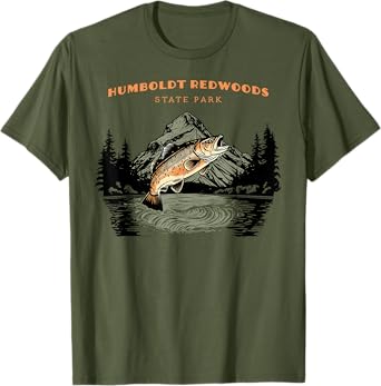 Humboldt Redwoods State Park Retro Vintage Fishing T-Shirt