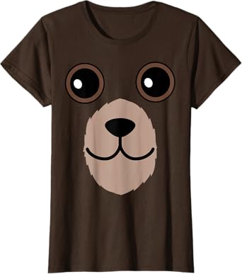 Bear Face Halloween Costume Brown Bear Animal Kids T-Shirt
