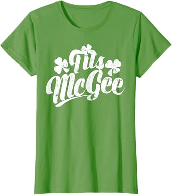 Tits McGee Vintage St. Patrick's Day Funny Shamrocks Retro T-Shirt