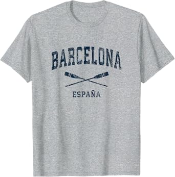 Barcelona Spain Vintage Nautical Paddles Sports Oars T-Shirt