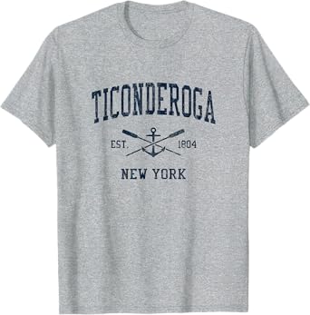 Ticonderoga NY Vintage Navy Crossed Oars & Boat Anchor T-Shirt
