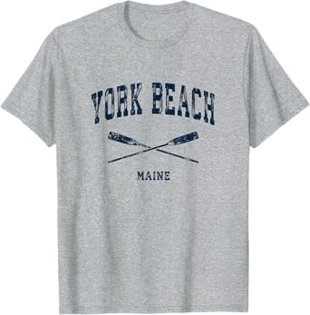 York Beach Maine Vintage Nautical Crossed Oars Navy Men Women Kids T-Shirt