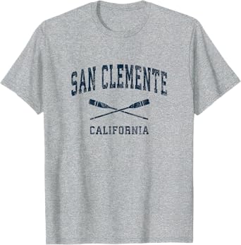 San Clemente California Vintage Nautical Paddles Sports Oars T-Shirt