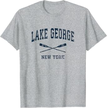 Lake George New York Vintage Nautical Paddles Sports Oars T-Shirt
