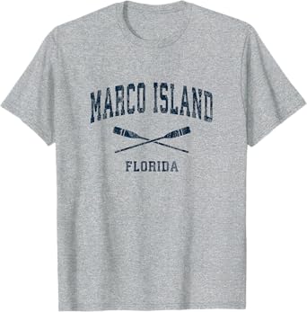 Marco Island Florida Vintage Nautical Paddles Sports Oars T-Shirt