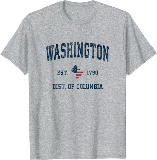 Washington DC Vintage American Flag USA Sports Design T-Shirt
