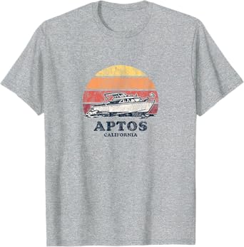 Aptos CA Vintage Boating 70s Retro Boat Design T-Shirt