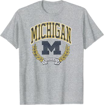 Michigan Wolverines Vintage Victory Gray Officially Licensed T-Shirt