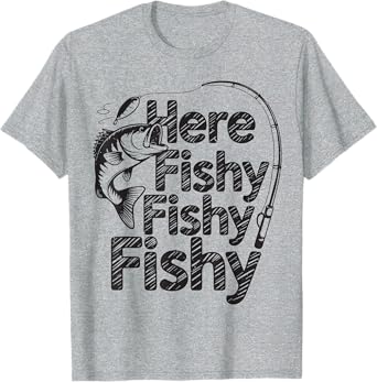 Toddler Here-Fishy Bass Fish Youth Boy Men Funny Fisherman T-Shirt